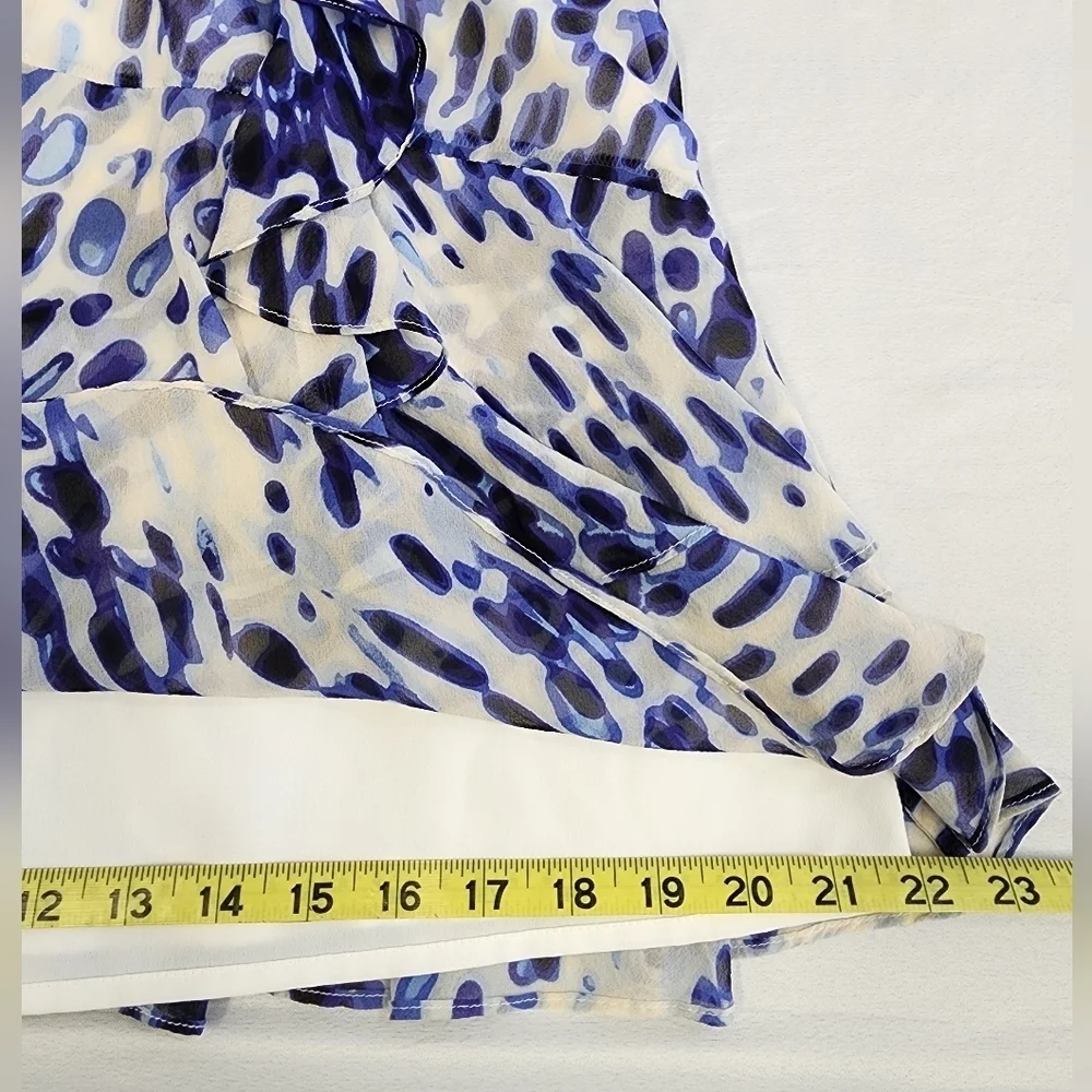 BCBGMaxAzria White and Blue Printed Mini Dress - Picture 8 of 16